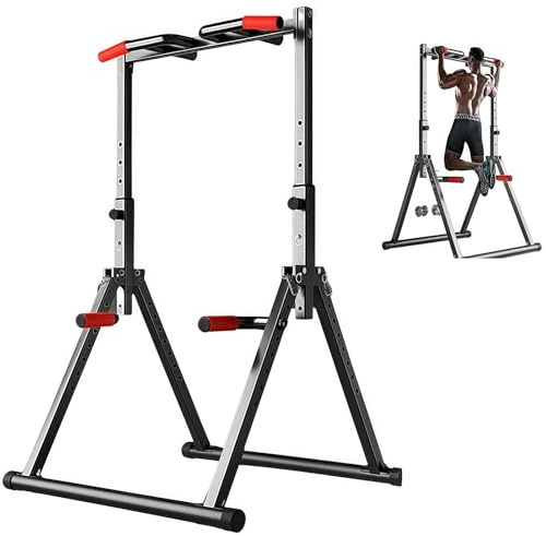 Stazione per trazioni e immersioni, attrezzatura da palestra regolabile per allenamento di forza e fitness, design pieghevole