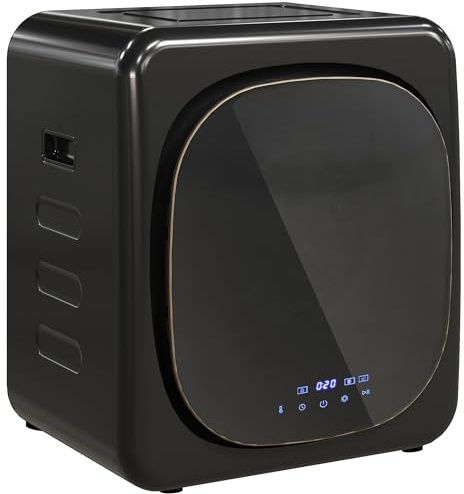 HOMCOM Mini Asciugatrice Portatile 4 kg, 6 Programmi, Display LED, Asciugatrice Compatta 800W, Carica Frontale, Fino 60℃, Impilabile/Parete/Autoportante, Timer, Tamburo in Acciaio Inox, per Casa, Nero