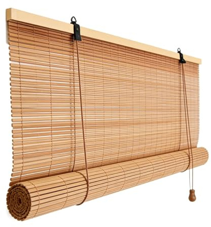 Patios Bambu-rullgardiner 130 100 80 90 160 170 50 60 180 120 110 150 cm, Ljusdämpande Romerska Gardiner för Balkonger Hemmakontor och Sovrum – en Elegant Fönsterinredning(W110cm x H110cm)