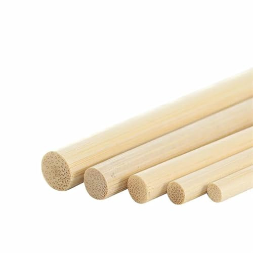 palos de madera hechos a mano, Palillo de madera redondo 3-8 mm for manualidades, alimentos, hielo, modelismo, pasteles, bricolaje, construcción, carpintería(5mmx40cm 10Pcs)