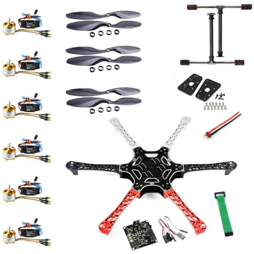 QWinOut F550 Airframe RC Hexacopter Drone Kit DIY PNF Unassembly Combo Set with Kkmulticopter Flight Controller for Beginners (No Battery and Remote Controller)