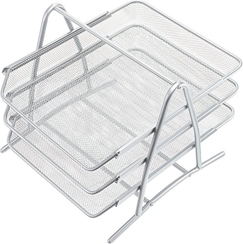 Helit H2518200 - 3er Ablageeinheit Mesh, ausziehbare Fächer, silber