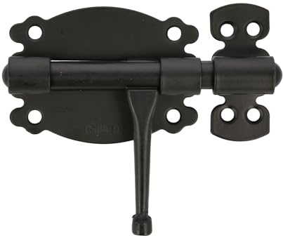 Amig - Pasador de Sobreponer para Puertas y Muebles Mod. 484 - Pestillo de Seguridad para Cierre Horizontal - Material Acero con Eje de Zamak- 100 mm - Estilo Rústico - Incluye Tornillería - Negro