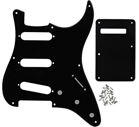 FLEOR 8 hål ST pickguard SSS stil skrapplatta och Tremolo hålskydd och monteringsskruv för vintage ST-gitarr, 1 lager svart