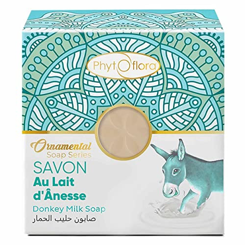 PhytoFlora Sapone al latte di asino, acne, eczema, anti-invecchiamento, comedoni, ammorbidimento, uso quotidiano, sapone per doccia, sapone per il viso, sapone per capelli, sapone per tutti i tipi di