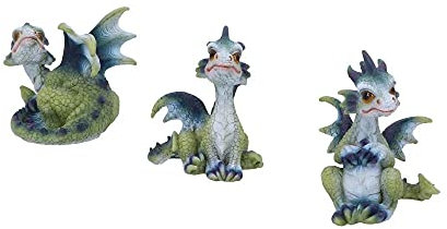 Nemesis Now Triple Trouble Kleines Set mit DREI Drachen-Figuren, Grün, 15,5 cm