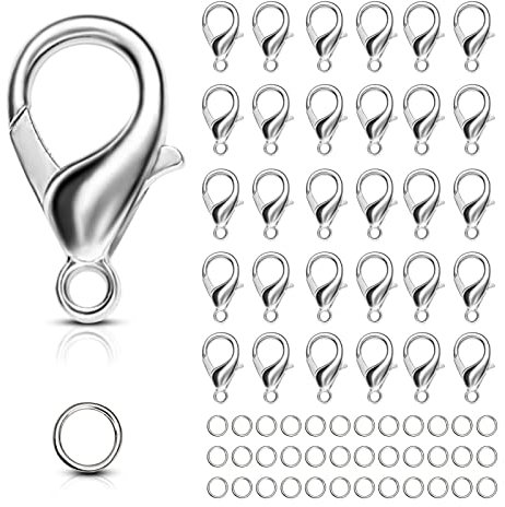 200 Stück,100 Stück 304 Edelstahl Karabinerverschluss,100 Öffnen Sprung Ringe,Kettenverschluss Edelstahl Schmuckverschluss Hummer Greifer Haken Ketten Armband Verschlüsse,für Schmuckherstellung