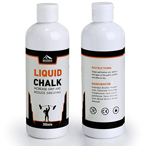Anstore Flüssigkreide, 300 ml Sportkreide Hervorragende Griffigkeit und Schweißfreie Hände für Gewichtheben, Fitnessstudio, Klettern, Bouldern, Gymnastik, Pole Dancing und Fitness, Bodybuilding