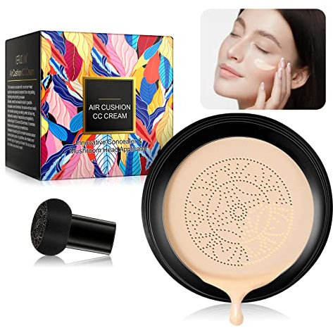 FRDUGA BB Cream, CC Cream, Crema Fondotinta, Mushroom Head Air Cushion BB Cream, Controllo olio idratante, per Trucco impeccabile, Anche Tonalità Della Pelle (Naturale)