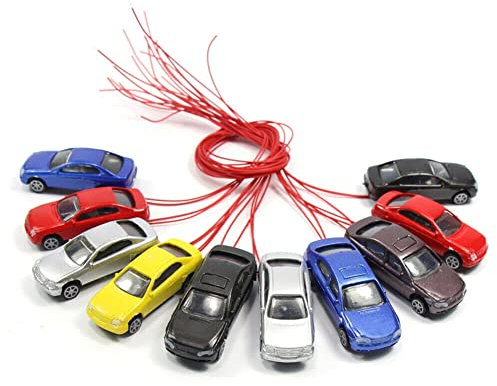 ZYWUOY Lot de 10 Trains de Voiture Miniatures 1:87~1:100 H0 dans Le Train avec lumière 45 x 16 x 11 mm