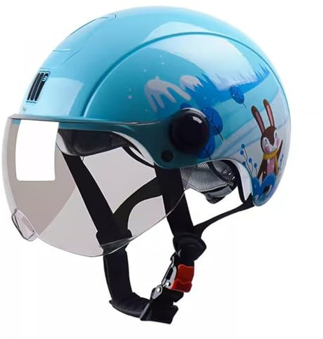 Modischer Offener Helm Für Kinder Für Jugendliche, DOT-Zugelassener Cooler Motorrad-Halbhelm Für Jungen Und Mädchen, Ultradünner Kleiner Halbschalenhelm Für Jugendliche A,45-57cm