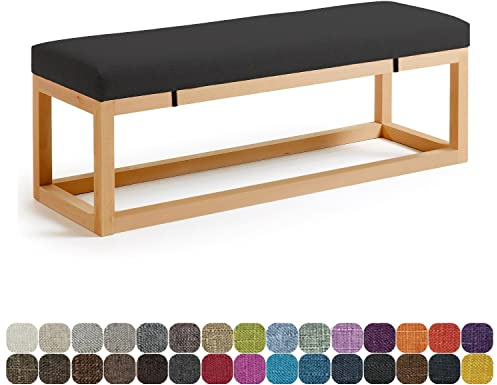 kudde, bänkkudde för inomhusmöbler, 40 cm x 45 cm x 3 cm, bänkdynor för uteplatser, sittkuddar för burspråk, soffa, gungstolskuddar med elastiska remmar, färg: 28 svart