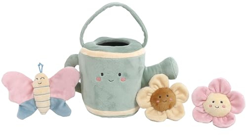 MON AMI Spring Watering Can Plush Play Set – 6 x 10 Inches | 4-Piece Soft Gardening Toy with Rattles, Flowers & Butterfly | Sensory Play Set for Kids of All Ages | Cute Gift Idea