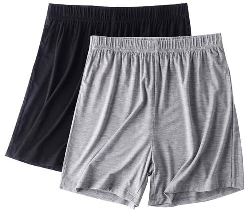 Chdirnely Pyjamahose, kurz, weiche Schlaf-Shorts, Übergröße, Lounge-Pyjama, kurze Damenhose, einfarbig, Shorts, Loungewear, Yoga-Shorts, Alltagskleidung, grau, 46