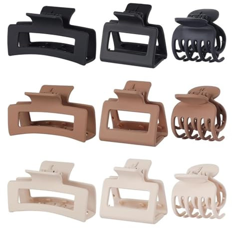 9 Stück Haarklammern, 3 Stil Rutschfeste Haarklammern Haarspangen für Damen Mädchen claw clip Haar klammern set für Dünnes Dickes Kleine Haar (Muster E)
