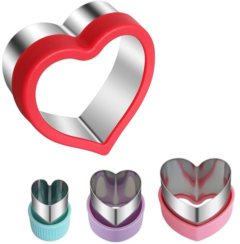 ALLTOP Heart-Shaped Cookie Cutter Set - 4 Size Biscuit Cutter for Valentine's Day Baking, Romantic Dessert Decoration, Anniversary Cooking & More