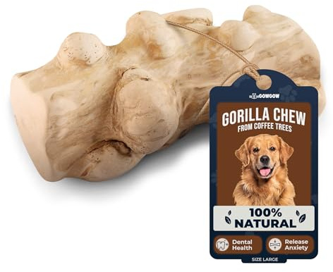 GOWGOW Gorilla Chew Toy Made from Real Coffee Wood - Coffee Wood Dog chew Large for Dog Over 70lbs 100% Natural, Organic Toys - Dog Health, Teeth Cleaning, Relieve Stress