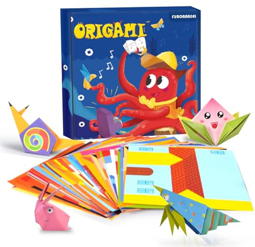 Set Origami Pour Enfants - 108 Feuilles De Papier Avec 54 Motifs, Kit D'Origami Avec Livre D'Instructions, Papier D'Origami Pour Garçons Et Filles De 3 à 12 Ans, Cadeau D'Anniversaire