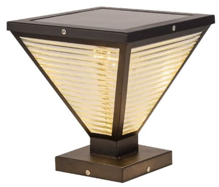 YGZPALH Luminaria De Poste Triangular Creativa Lámpara De Columna con Carcasa De Aluminio Fundido Negro con Vidrio Faro De Pilar Impermeable con Base De Montaje En Muelle, 1 Paquete De Faros Pilar