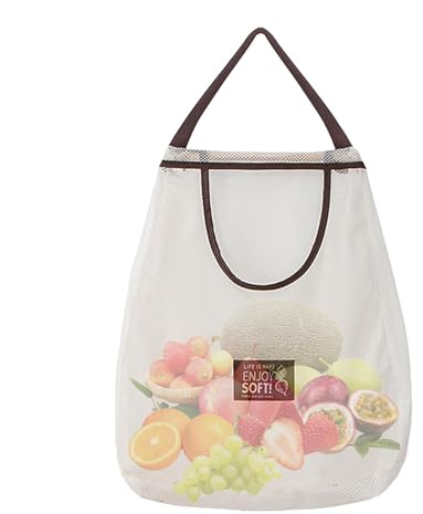 Hängande fruktnätpåsar, nätväskor, återanvändbar hängande bollväska, frukt | och grönsaksnätpåsar, köksväskor, lökväska, vitlökshållare, förvaringsbehållare, förvaringsnät väska för husbil, Singel