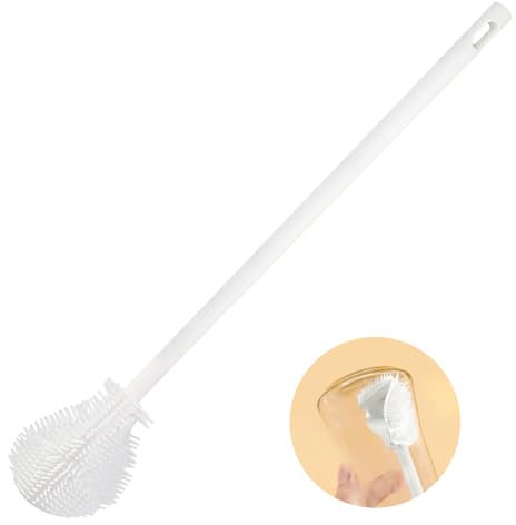 KIBBEH 2pcs Silicone Bottle Brush - 360° Rotating Soft Bristle Cleaning Brush,3-In-1 No-Dead-Angle Design,Anti-Drop Brush Head,Perfect For Bottles,Tall Glasses, And Narrow Containers