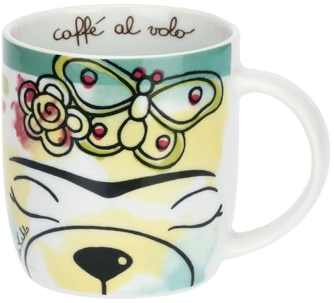 THUN - Porslinsmugg Teddy x Frida Kahlo - Porslinsmugg - Samling x Frida Kahlo - 300 ml, Ø 8,5 cm, 10,5 cm h