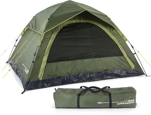 Where Tomorrow Pop up Wurfzelt für 4 Personen | für Camping, Outdoor, Festival, Strand & Party | mit Sonnenschutz & Regenschutz | Sekundenzelt - leicht & wasserdicht | Biwak Zelt