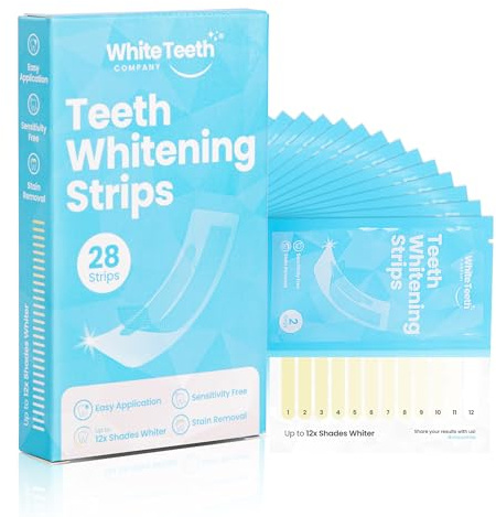 White Teeth Company Dentist-Approved Teeth Whitening Strips – Brighter, Whiter Smile in Just 7 Days – Enamel-Safe & Sensitivity-Free – Deep Stain Remover for Tea, Coffee, Wine & Smoking – 28 Strips