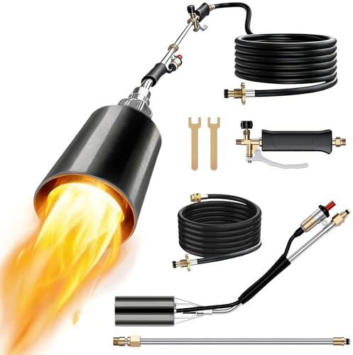 Torcia a propano con bruciatore di erbacce, lanciafiamme ad alta potenza da 4000 F, per diserbo, coperture e scioglimento della neve, manico ergonomico, auto-lgniting, portatile, per erba, arbusti