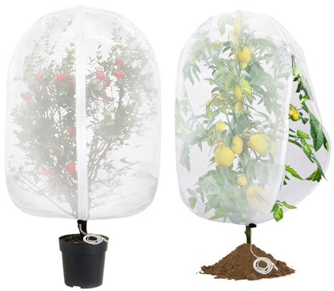 TAIVIN 2 Unidades Red de protección para Plantas con cordón Ajustable y Tope, 1,0 m x 1,2 m Red antiinsectos para árboles frutales, Red antipájaros para jardín, Verduras, árboles, Flores (1,0x1,2 m)