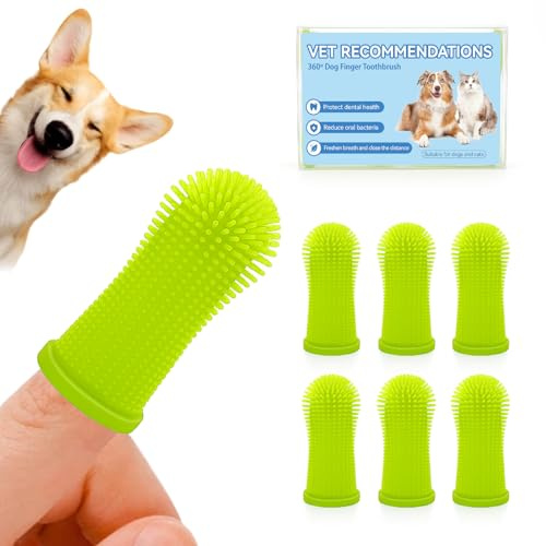 Aujzoo Lot de 6 brosses à dents pour chien et chat - Brosse à dents en silicone à 360°