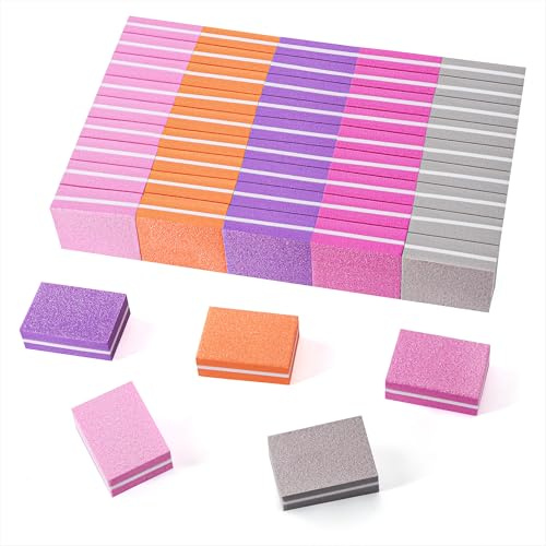 Bloc Polissoirs à Ongles 5 Couleurs Mini Blocs Tampon à Poncer Ongles Lime de Polissage Professionnelle pour les Salons de Manucure le Diy Nail Art à la Maison 50 Pièces