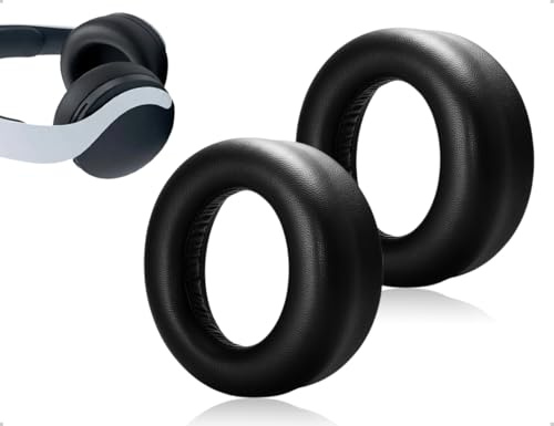 SAHONFEN Cuscinetti Auricolari di Ricambio 2 Pezzi, Comodi Cuscinetti Auricolari di Ricambio in Memory Foam, Isolamento Acustico, Compatibile con Sony Cuffie PS5 Pulse 3D (Pelle Proteica,Nero)