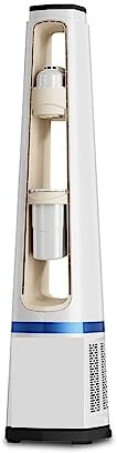 Stående fläktar, 5 i 1 bladlös fläkt med fjärrkontroll Golvfuktande aromaterapi Anti-gravitation Water Drop Tower Fläkt Luftkylning(White)