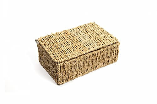 Woodluv Storage Boxes With Lids, Storage Baskets Woven Natural Seagrass, Shelves Basket, Gift Hamper basket, Storage Basket Organiser, Small