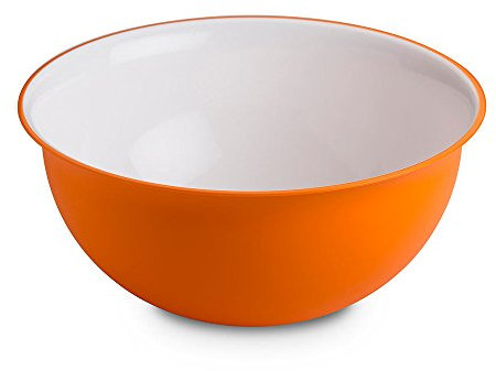 omada Design Saladier de 3,5 litres, mesure 26,5 x 12 cm blanc à l'intérieur et coloré à l'extérieur, en plastique et antibactérien, Ligne Sanaliving, Blanc et Orange