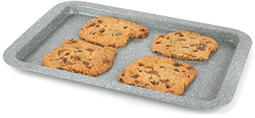 Salter BW02775G Marblestone Rechteckiges Backblech - 38cm Antihaft Ofenblech, Grau Kohlenstoffstahl, leicht zu reinigen, zum Backen und Braten Fleisch, Gemüse, PFOA-frei Kuchenblech