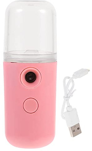HEALLILY Handheld Facial Steamer Nano Ionic Warm Mist USB Charging Face Sauna Humidifier Makeup Device for Sauna Spa Sinuses Moisturizing Cleansing Pores Pink