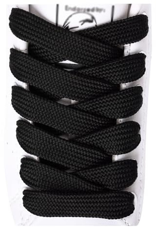 Olukssck 2 Paires Lacets Chaussures Plats de 15mm de Large, Lacets Durable de Remplacement pour Chaussures de Sport, Chaussures de Course et aux Bott, Noir, 115cm