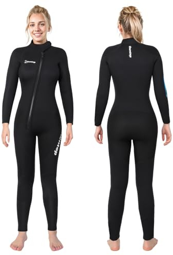 Owntop 5mm Neoprene Wetsuit for Women - Full Diving Suits Stretch Long Sleeve One Piece Dive Skin Front Zip UPF50+ Thermal Thicken Swimwear for Scuba Surfing Snorkeling, M