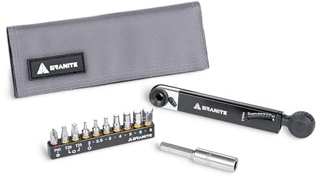 Granite Rocknroll TQ Torque Ratchet Bike Tool Kit, Kit Multifonction pour Vélo avec 10 Embouts d'Outils et une Tige d'Extension, Kit d'Outils de Serrage de Couple Portable pour VTT (Gris)