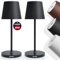 charlique® LED Tischlampe kabellos mini (Doppelpack) - Dinner Light schwarz 28 cm - Akku Tischleuchte mit USB, aufladbar, warmes Licht, indoor & outdoor geeignet