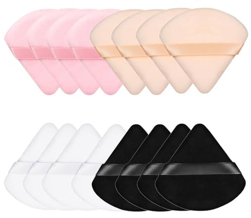 BYUP 16 Stück Powder Puff, Kosmetik Puder Puff, Puderquaste Dreieck, Waschbar Wiederverwendbar Puderquaste, Nass Trocken Make up Werkzeug für Loses Pulver, Körperpuder, Grundierung