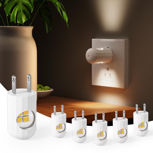 GEPLAD 6-Pack LED Night Light Plug-in Wall Outlet Light, Soft White 3000K,Dusk to Dawn Nightlight,Ambient Lighting,Nightlight for Bedroom, Bathroom, Nursery, Hallway, Kitchen