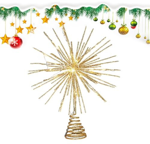Albero A Forma Di Stella Di Natale Illuminato - Decorazione Di Stelle LED per Alberi Di Vacanza | Topper Di Stella Albero Di Natale Scintillante, Ornamento Albero Illuminato, Stella Luminosa Festiva,