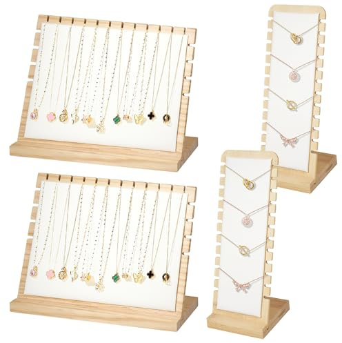 YEXEXINM Lot de 4 présentoirs à bijoux/colliers, pendentifs en bois, présentoir à bijoux, présentoir de table, pour la maison ou le magasin