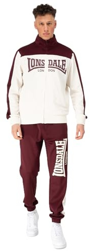 Chándal Lonsdale Hombre Regular Fit HOLMBURY, Oxblood/Crudo, L