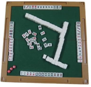 BOGAZY Mahjong Mahjong-Set, 144 Kacheln, Tragbar, Mahjong Mit Klappbarem Spieltisch, Majiang-Reiseset, Familienfreizeit Majong Spiel