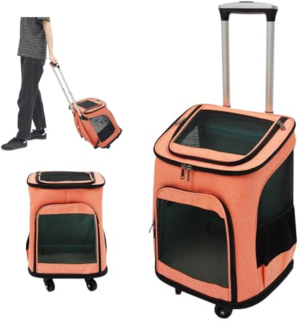 Trasportino per cani con ruote, pieghevole, zaino per gatti con manico telescopico, trasportino per gatti grandi e cani di piccola taglia con rete traspirante, zaino per animali domestici fino a 9 kg