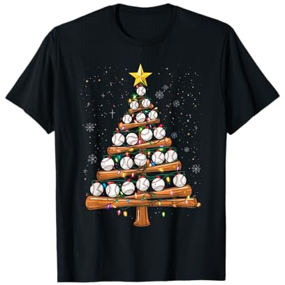 Sapin de Noël Lumineux Joueur de Baseball pour garçons et Enfants T-Shirt